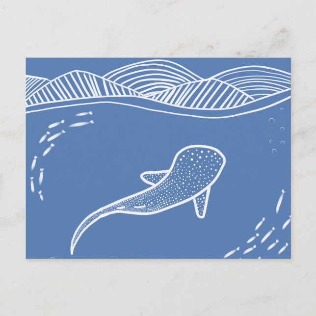 Whale Shark Line Art Postcard (Front)