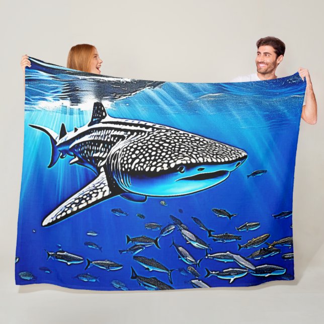 Whale Shark Majesty Design Fleece Blanket (In Situ)
