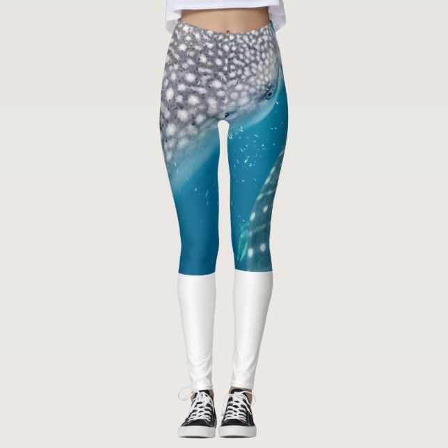 Whale Shark Swimming Underwater Leggings (Front)