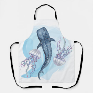 Whale Shark. Watercolor Apron