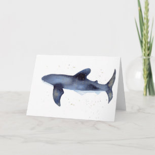 Whale Shark Watercolor with Gold Blank Note Card