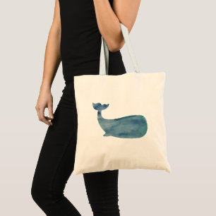 Whale Silhouette Painting Ocean Tote Bag