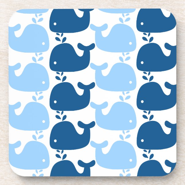 Whale Silhouette Print Cork Coaster (Front)