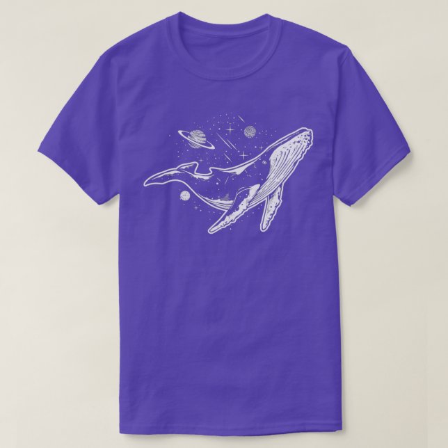 Whale Space Stars Planets Galaxy Explorer T-Shirt (Design Front)