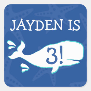 Whale Splash   Personalised Birthday Stickers