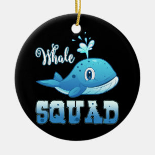 Whale Squad Cute Swim Free Sea Love Adult Toddler Ceramic Ornament