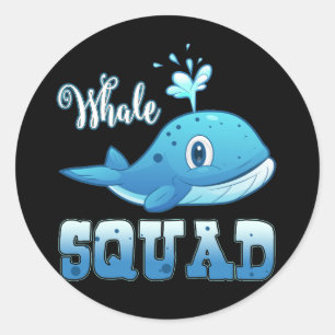 Whale Squad Cute Swim Free Sea Love Adult Toddler Classic Round Sticker