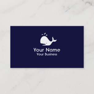 Whale symbol navy blue custom business cards