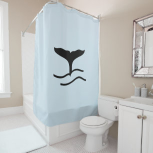 Whale Tail Blue Shower Curtain