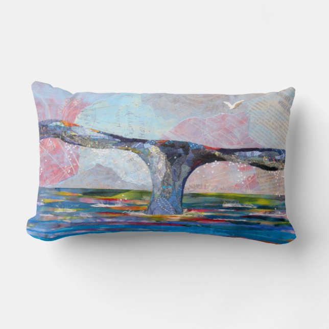 Whale Tail collage art Lumbar Cushion (Front)