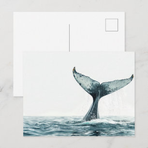 Whale tail coming out of the ocean Small Postcard