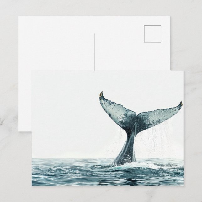 Whale tail coming out of the ocean  Small Postcard (Front/Back)