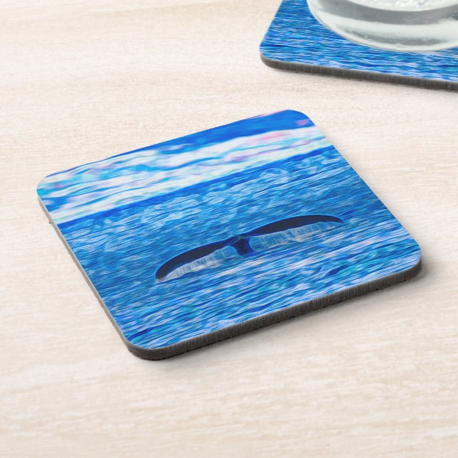 Whale Tail Deep Blue Ocean  Coaster (Left Side)