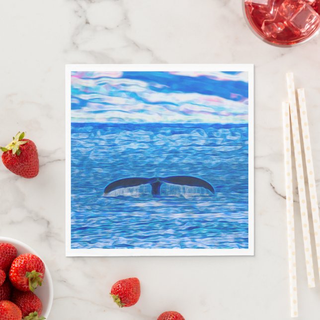 Whale Tail Deep Blue Ocean Napkin (Insitu)