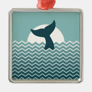 Whale Tail Metal Ornament