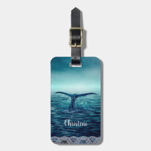 Whale Tail over Ocean Custom Luggage Tag