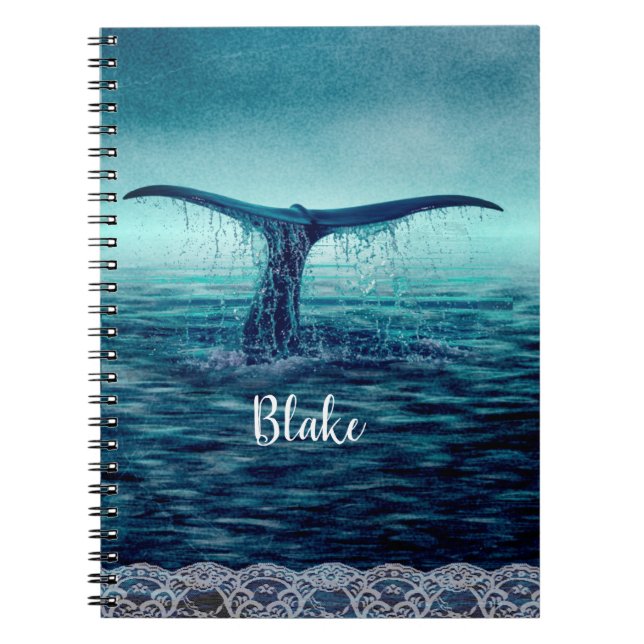 Whale Tail over Ocean Custom Notebook (Front)