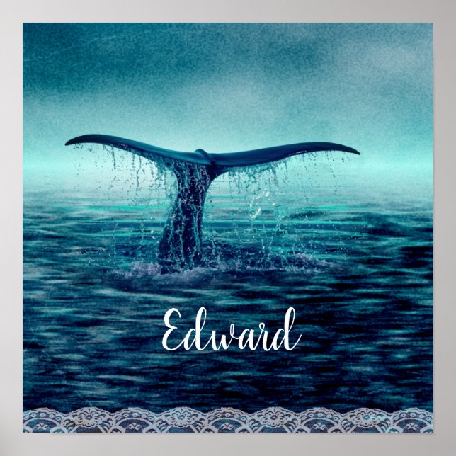 Whale Tail over Ocean Custom Poster (Front)