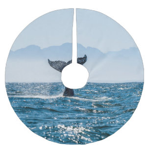 Whale Tail Seascape: Dramatic Water. Brushed Polyester Tree Skirt