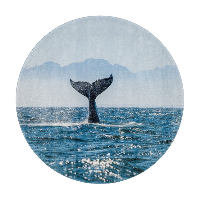 Whale Tail Seascape: Dramatic Water. Cutting Board (Front)