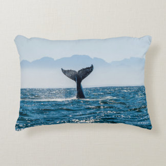 Whale Tail Seascape: Dramatic Water. Decorative Cushion