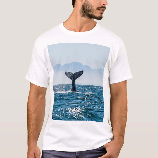 Whale Tail Seascape: Dramatic Water. T-Shirt (Front)