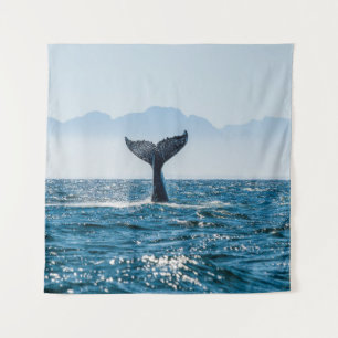 Whale Tail Seascape: Dramatic Water. Tapestry