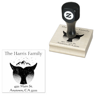 Whale Tail Silhouette Personalised Rubber Stamp
