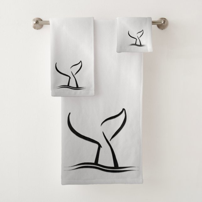 Whale Tail Silver Bath Towel Set (Insitu)
