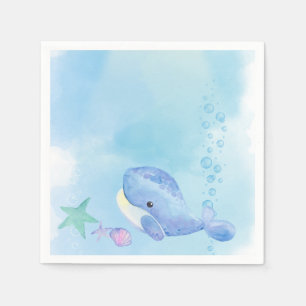 Whale Tastic Blue Birthday Napkin