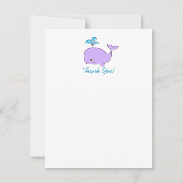 Whale Thank You Note Card, 4.25x5.5 Card (Front)