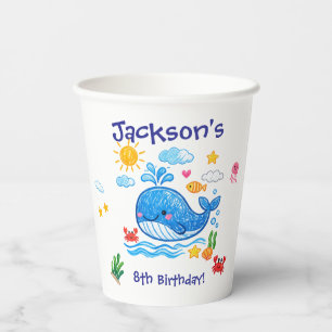 Whale Theme Summer Kids Birthday Party Paper Cups
