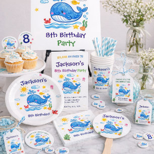 Whale Theme Summer Kids Birthday Return Label