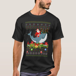 Whale Ugly Santa Riding Whale Christmas T-Shirt