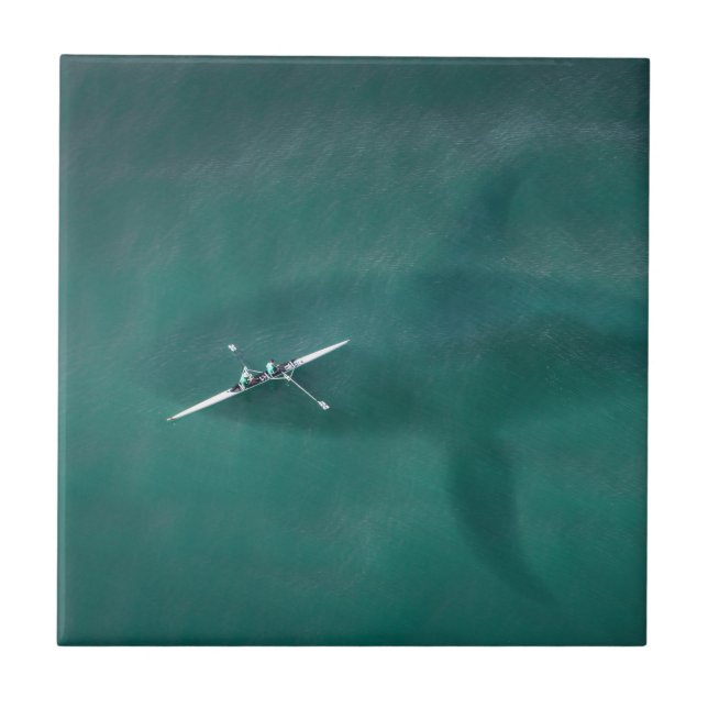 Whale Under Boat: Never Alone at Sea Ceramic Tile (Front)