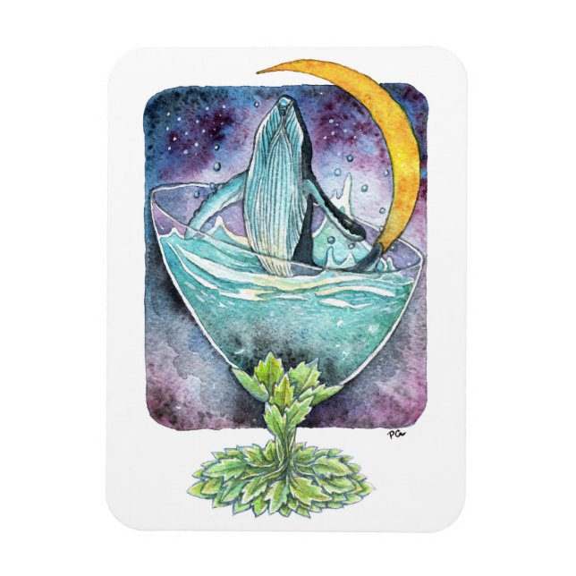Whale Under The Moon Magnet (Vertical)