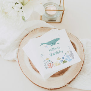 Whale Under The Sea 1st Birthday Napkin