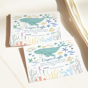Whale Under The Sea Baby Shower Diaper Enclosure Card