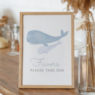 Whale Under the Sea Baby Shower Favours Sign