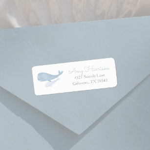 Whale Under the Sea Baby Shower Return Address Return Address Label