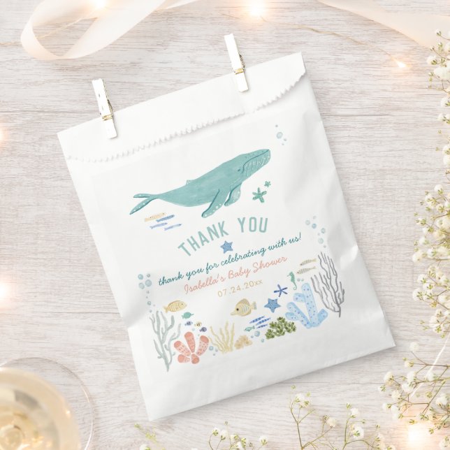 Whale Under The Sea Baby Shower Thank You Favour Bag (Clipped)