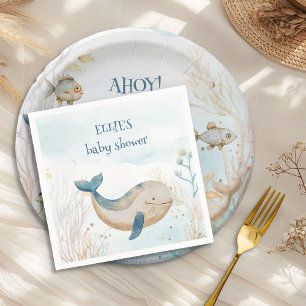 Whale Under the Sea Boy Baby Shower Napkin