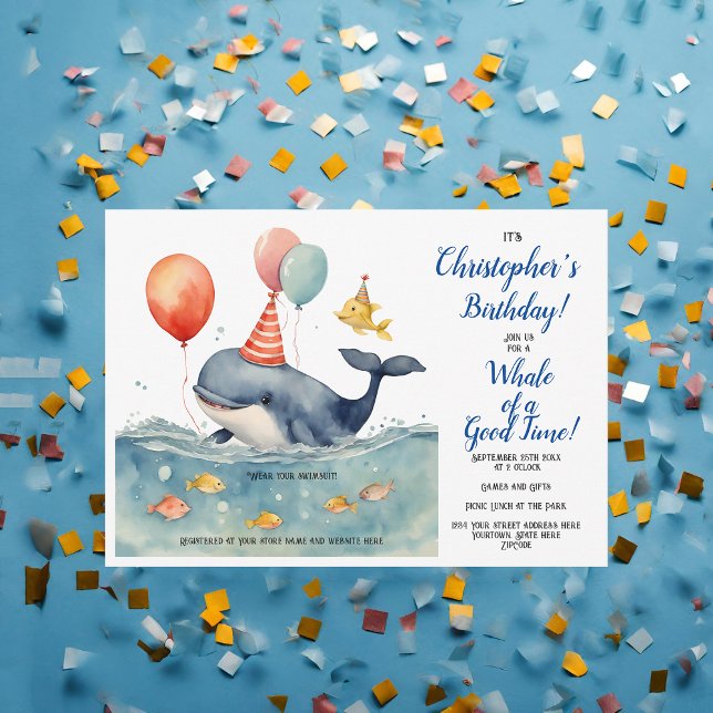 Whale Under the Sea Boy's Birthday Invitation (Creator Uploaded)