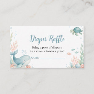 Whale Under the Sea Diaper Raffle Enclosure Card