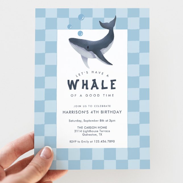 Whale Under The Sea Modern Ocean Birthday Party Invitation (Creator Uploaded)