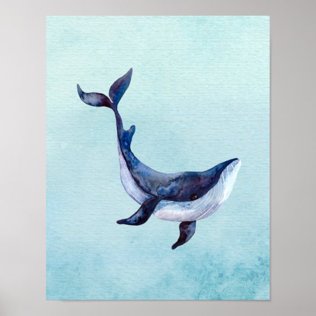 Whale, Under the Sea, Ocean Nursery Wall Art (Front)