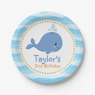 Whale (Under The Sea) Personalised Boy Birthday Paper Plate