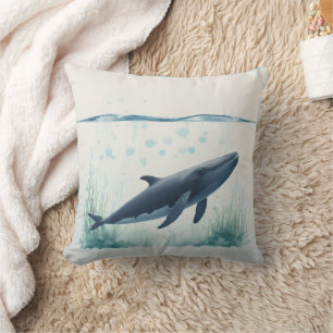 Whale Underwater White Hoodie Cushion