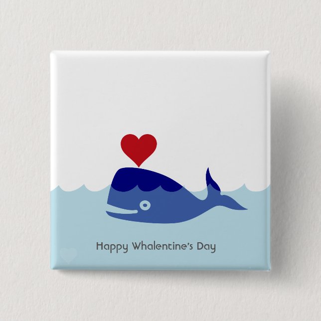 Whale Valentine's Day Button (Front)