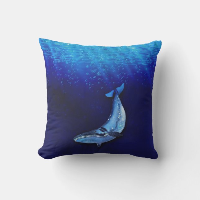 Whale Vertical Motion Scene To Down In Ocean Depth Cushion (Front)
